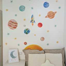 Fabric Nursery Wall Stickers - Solar System Educational Removable Decals For Kids' Bedroom Or Playroom - thumbnail 2