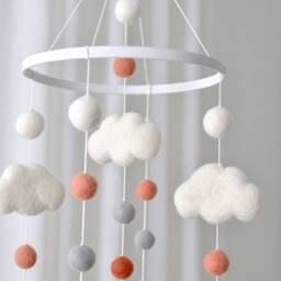 Baby Mobile/Baby Crib Mobile /Wool Felt Balls/Felt Cloud/Nursery Mobile/Terracotta Mobile/ Crib Mobile/ Decor/Bed Decor - thumbnail 4