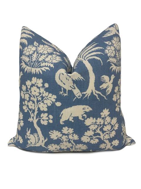 Schumacher Woodland Silhouette Cadet Cushion Cover Pillow Double Sided - image 1