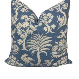 Schumacher Woodland Silhouette Cadet Cushion Cover Pillow Double Sided - thumbnail 2
