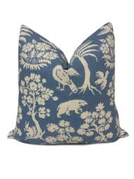 Schumacher Woodland Silhouette Cadet Cushion Cover Pillow Double Sided - thumbnail 1