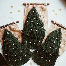 Christmas Wall Decor, Tree, Weaving Hanging, Woven Tapestry, Makatka - thumbnail 2