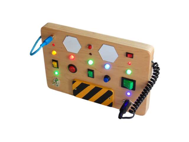 Busy Board For Toddler Custom Led Light Toy Switch Box Kids Control Panel Baby Sensory Wooden Activity Spaceship - image 1