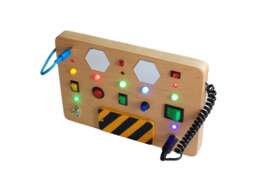 Busy Board For Toddler Custom Led Light Toy Switch Box Kids Control Panel Baby Sensory Wooden Activity Spaceship - thumbnail 1