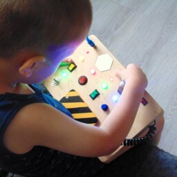 Busy Board For Toddler Custom Led Light Toy Switch Box Kids Control Panel Baby Sensory Wooden Activity Spaceship - thumbnail 2