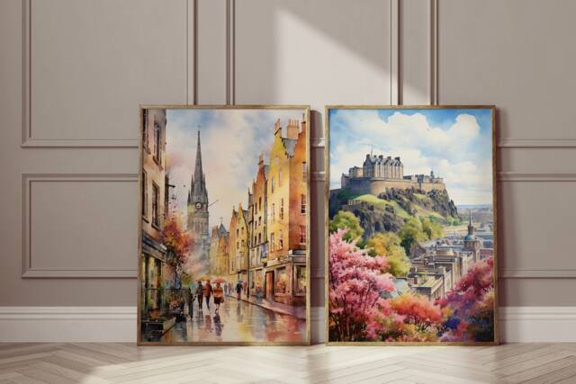Edinburgh Scotland Print Cityscape Wall Art, Framed Or Unframed - image 1