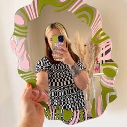 Olive & Pastel Marbling Wavy Mirror - thumbnail 2