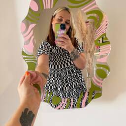 Olive & Pastel Marbling Wavy Mirror - thumbnail 3