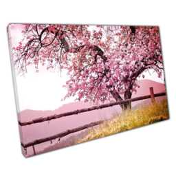 Majestic Pink Blossom Tree Canvas Spring Nature Photography For Home & Office Wall Decor - thumbnail 1