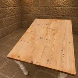 Large Pine Farmhouse Dining Table - Cream Painted Base, Turned Legs, Drawer - thumbnail 4