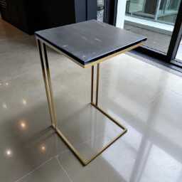 Genuine Marble & Steel End Table - Cantilever Design Side - thumbnail 1