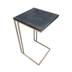 Genuine Marble & Steel End Table - Cantilever Design Side - thumbnail 2