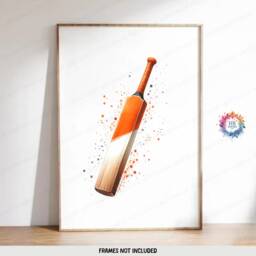 Personalised Cricket Print Set - 3 Posters - Boys Bedroom Decor Kids Room Wall Art Orange Cricketer Artwork Custom Teen Gifts - thumbnail 3