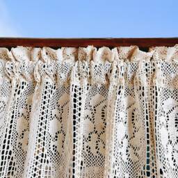Elegant Crochet Kitchen Valance Vintage Rose Semi-Sheer Curtain - thumbnail 3