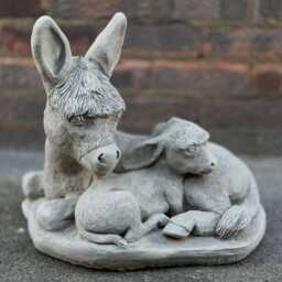 Outdoor Donkey Family Statue Stone Farm Animal Sculpture Set Concrete & Foal Decoration Garden Ornament Handmade Figurines - thumbnail 3