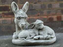 Outdoor Donkey Family Statue Stone Farm Animal Sculpture Set Concrete & Foal Decoration Garden Ornament Handmade Figurines - thumbnail 1