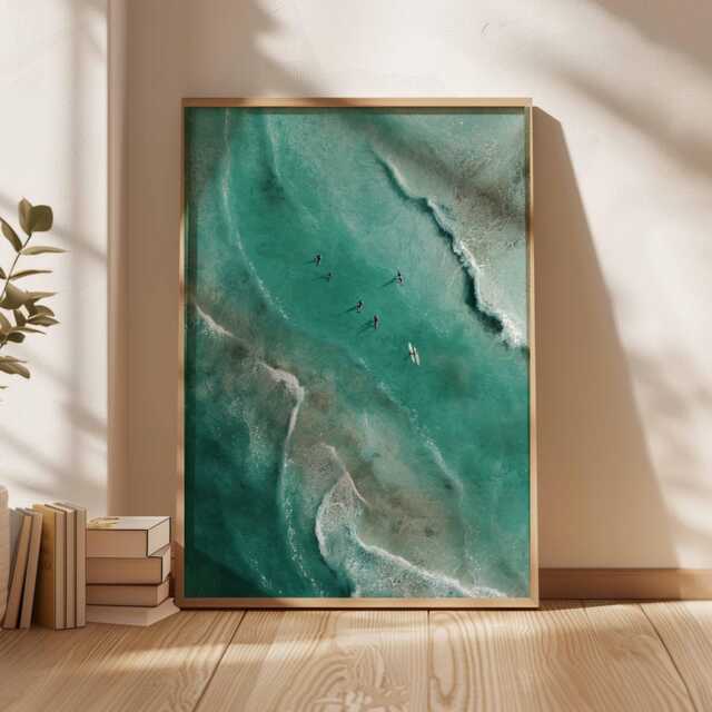 Swimming Poster, Retro Print, Beachy Wall Art, Blue Summer Ocean Dopamine Decor, Beach Coastal Decor - image 1
