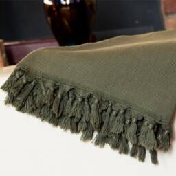 55''83'' Dark Green Stonewashed Throw Blanket, Turkish Cotton Couch Couch, Sofa Cover, Bed Spread, Porch Cozy Blanket - thumbnail 3