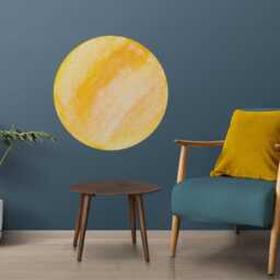Yellow Watercolour Circle Wall Decal, Modern Boho Geometric Abstract Art - 59cm - thumbnail 2