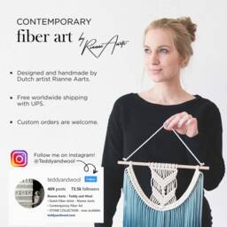 "Geometric Macrame Wall Hanging - Dyed Tapestry ""Isa" - thumbnail 4