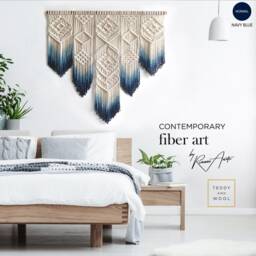 "Geometric Macrame Wall Hanging - Dyed Tapestry ""Isa" - thumbnail 3