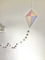 Pale Pink Kite Nursery Wall Hanging/Felt Ball Garland/ Boho Decoration Scandi Style Decor