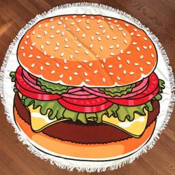 Monogrammed Thick Round Beach Towel Great For Summer Selfies Donut, Hamburger, Lemon & Watermelon Print - thumbnail 3