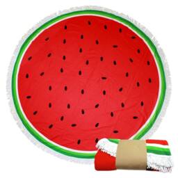 Monogrammed Thick Round Beach Towel Great For Summer Selfies Donut, Hamburger, Lemon & Watermelon Print - thumbnail 4