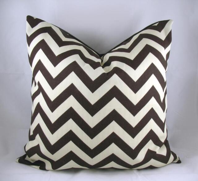 Decorative Pillow Cushion Cover - Accent Throw Zigzag Chevron Chocolate, Brown - image 1