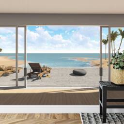 3D Ocean View Wall Mural, Palm Trees Removable Decal - thumbnail 3