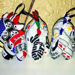 Nerdisaurus Pittsburgh Football Christmas Dinosaur Handmade Hand Sewn Stegosaurus Ornament - thumbnail 3