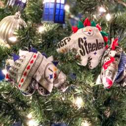 Nerdisaurus Pittsburgh Football Christmas Dinosaur Handmade Hand Sewn Stegosaurus Ornament - thumbnail 2