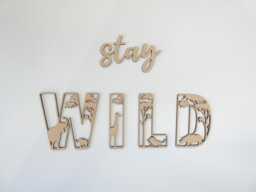stay Wild Wooden Sign - Wild Jungle Animal Theme Decoration Children's Bedroom Playroom Wall Art - thumbnail 1