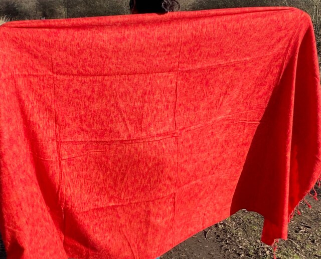 Handmade Vermilion Yak Wool Blanket Soft Meditation Shawl/Throw - image 1