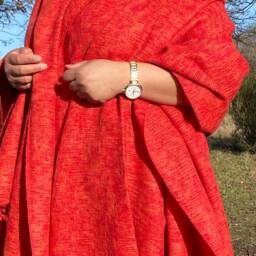 Handmade Vermilion Yak Wool Blanket Soft Meditation Shawl/Throw - thumbnail 3