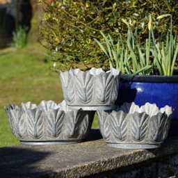 Galvanised Metal Petiole Planters - Large Outdoor Garden Flower Pot Trough Zinc - thumbnail 1
