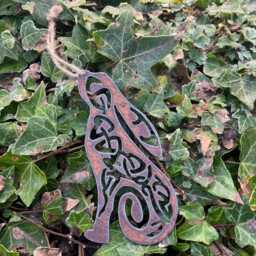 Rusty Celtic Knot Hare Metal Ornament Pagan Christmas Tree Decoration, Garden Art Plaque - thumbnail 2