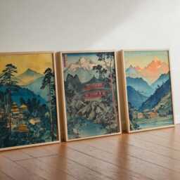 Set Of 3 Nepal Posters, Travel Prints, Wall Art, Decor Set, Himalayan Mountain Art - thumbnail 2