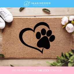 Interlocking Heart & Paw Welcome Mat - Dog Lover Doormat Cat Coconut Coir Home Decor - thumbnail 1