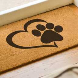 Interlocking Heart & Paw Welcome Mat - Dog Lover Doormat Cat Coconut Coir Home Decor - thumbnail 2