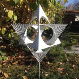 Large Star Tetrahedron Sculpture, Metal Fiberglass, Sacred Geometry Decor - 60cm - thumbnail 2