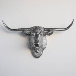 Faux Taxidermy Texas Longhorn Head Wall Mount - Decor Silver Tlh1010 - thumbnail 1