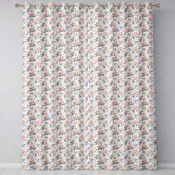 Soft Peach Floral Botanical Elegant Seamless Pattern Readymade Eyelet Ring Top Thermal 100% Blackout Curtains - thumbnail 2
