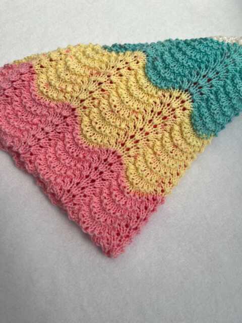 Hand Knitted Multicoloured Baby Blanket Soft Waves Pram/Cot Cover - image 1