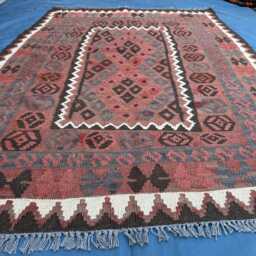 4.6x6.3 Ft, Antique Flatweave Center Style Rug, Hand Knotted Wool Dining Table Rug - thumbnail 4