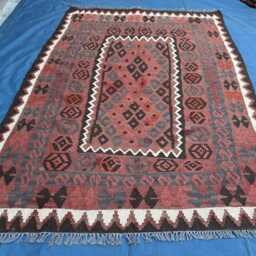 4.6x6.3 Ft, Antique Flatweave Center Style Rug, Hand Knotted Wool Dining Table Rug - thumbnail 2