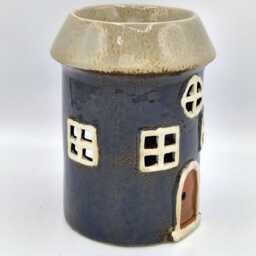 Ceramic Wax Melt/Oil Burner - Round Slate Coloured Cottage - thumbnail 2