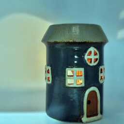 Ceramic Wax Melt/Oil Burner - Round Slate Coloured Cottage - thumbnail 4