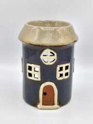 Ceramic Wax Melt/Oil Burner - Round Slate Coloured Cottage