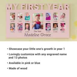 Personalized Baby's First 12 Months Frame - Gift For Newborn Year Baby Registry Choose From Blue Or Pink - thumbnail 2